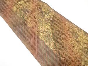 引箔　縞に斜め縞模様織り出し袋帯